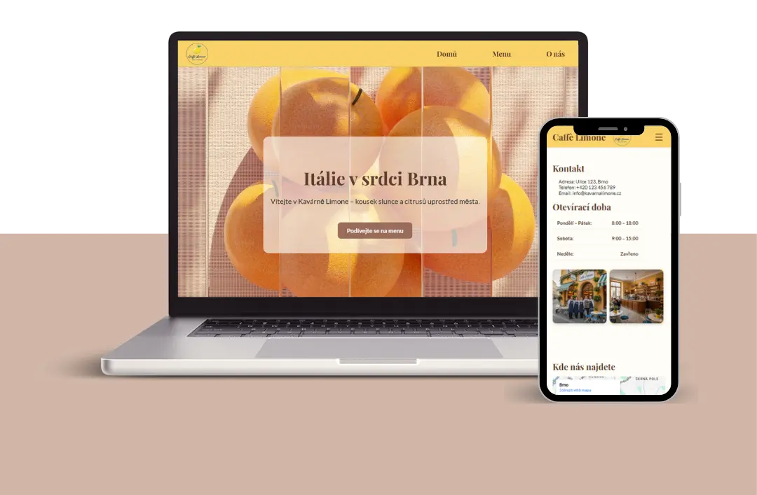 Caffè Limone – webová stránka pro italskou kavárnu s online menu